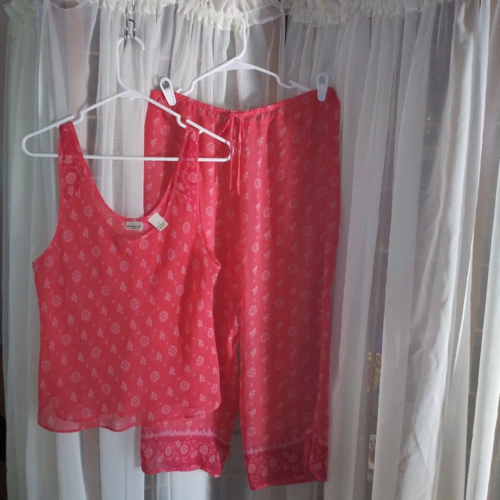 Murano Deep Coral Chiffon PJ Set